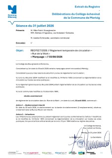 03/08/2026 - REG°027 - Marquage (Rue de la Wark)