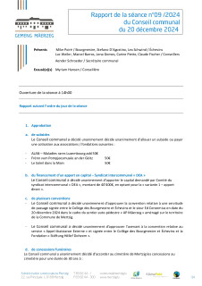 Conseil Communal Séance #09 du 20.12.2024