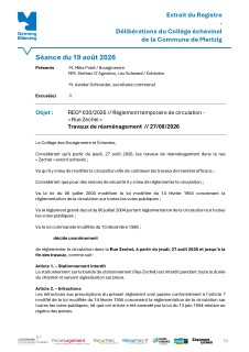 27/08/2026 - REG° 030/2026 - « Rue Zechel »