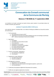 11.09.2026 - Réunion du Conseil Communal