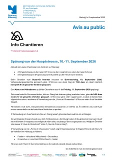 Avis au public - Chantier rue Principale